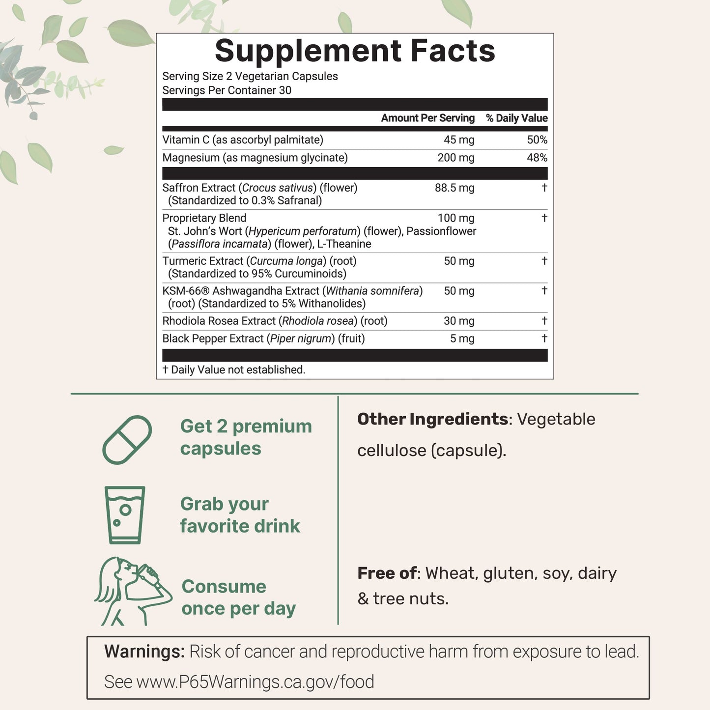 Micro Ingredients Saffron+ Advanced Supplements, 60 Veggie Capsules
