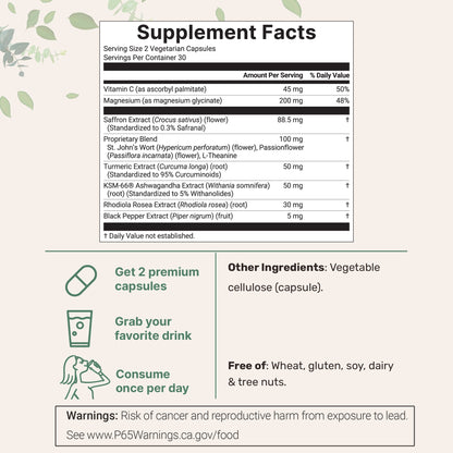 Micro Ingredients Saffron+ Advanced Supplements, 60 Veggie Capsules