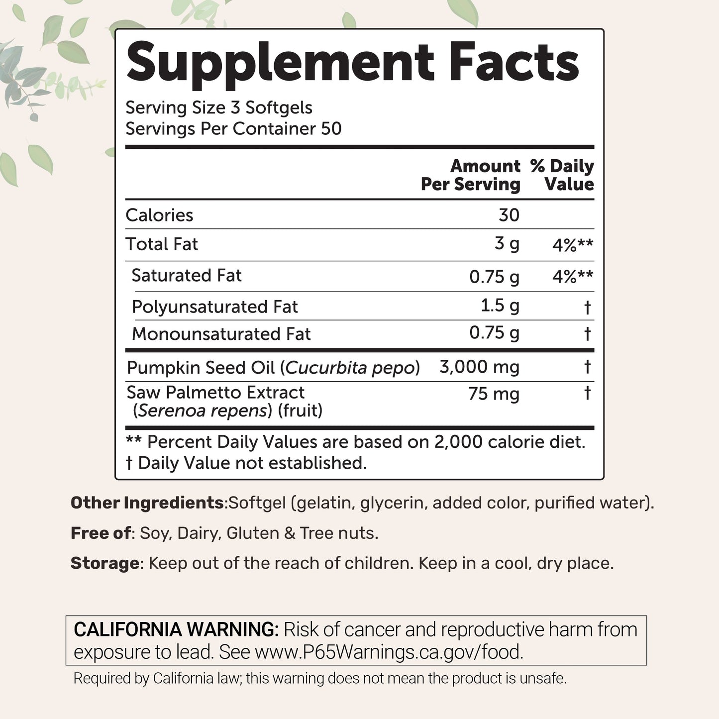 Micro Ingredients Pumpkin Seed Oil with Saw Palmetto Softgels