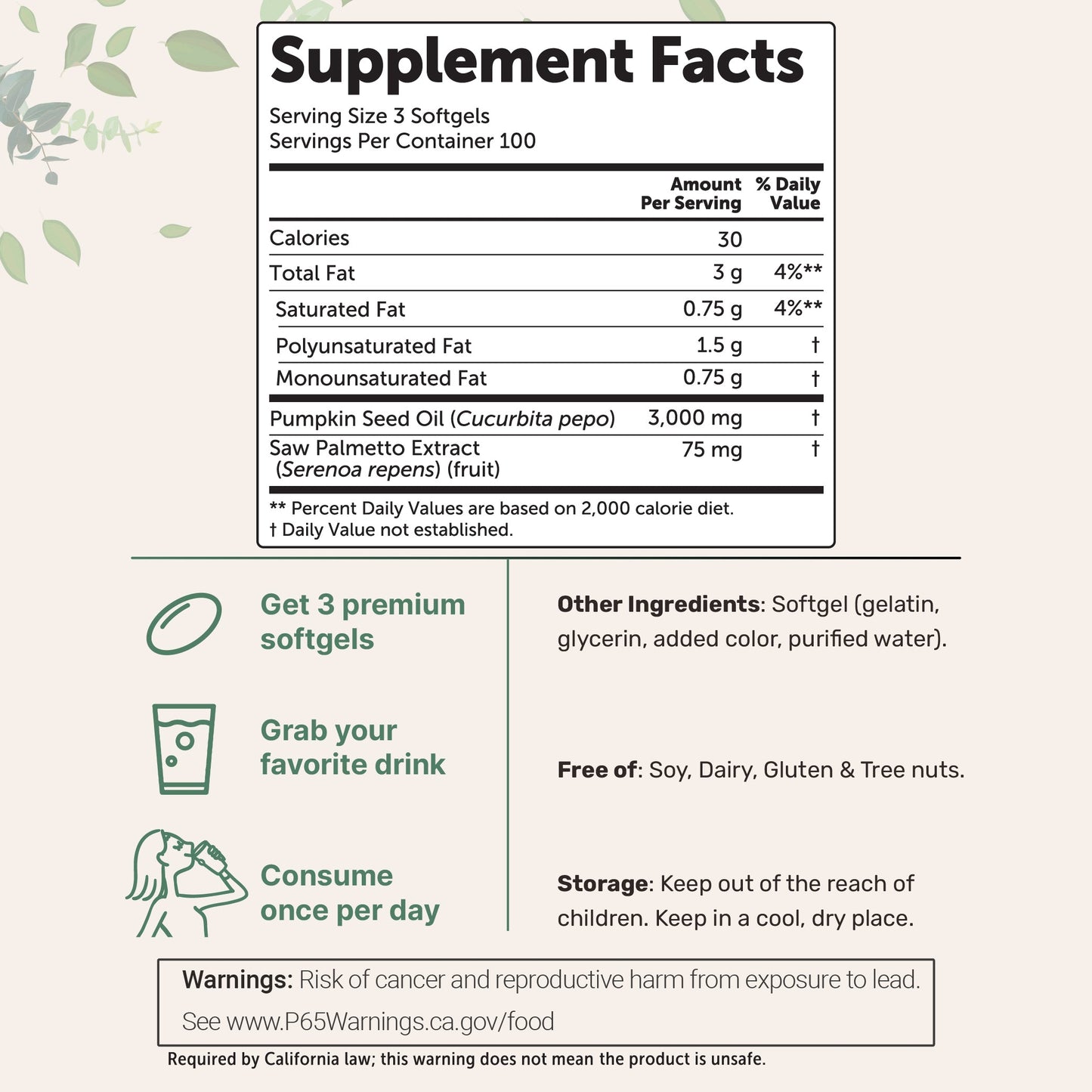 Micro Ingredients Pumpkin Seed Oil with Saw Palmetto Softgels